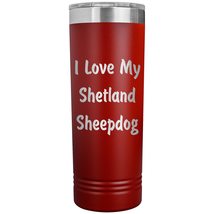 Love My Shetland Sheepdog v4-22oz Insulated Skinny Tumbler - Red - £26.37 GBP