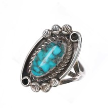 sz6.25 Vintage Native American sterling high grade spiderweb turquoise ring - £215.60 GBP