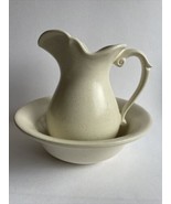 Vintage McCoy Large Pitcher &amp; Bowl #7549 Beige Speckled - $16.14