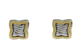 David Yurman &quot;Quatrefoil&quot; Silver &amp; Gold Earrings - £432.08 GBP