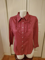 Canyon River Blues L/G Rose Pink with White Polka Dots 3/4&quot; Sleeve Shirt (NWOT) - $16.78