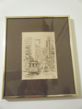 Vintage 1977 Framed &amp; Matted California Street San Francisco by Don Davey 9&quot;x11&quot; - £20.03 GBP