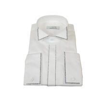 Men CEREMONIA Formal Cotton Shirt Rhinestone Slim Fit Turkey #ATS 13 White image 2