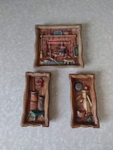 Studio Set Hand Painted Ceramic Wall Hangings Mid Century Fireplace Colonial - £18.45 GBP