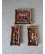 Studio Set Hand Painted Ceramic Wall Hangings Mid Century FIREPLACE COLO... - $23.01