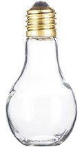 LIGHT BULB shape CLEAR GLASS BOTTLE Jar + bronze Screw on Top Cap 5 5/8&quot;... - $494.69 MXN