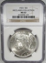 1923 Silver Peace Dollar McClaren Collection NGC MS63 AL231 - £68.88 GBP