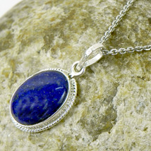 925 Argent Sterling Lapis Lazuli Pierre Précieuse Fait Pendentif Femme Cadeau - £23.20 GBP+