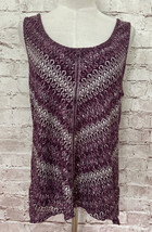 White House Black Market Purple Sleeveless Chevron Knit Sweater Top Size... - $36.00