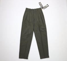 NOS Vtg 90s Streetwear Womens 29x31 Pleated Tapered Leg Chino Pants Green USA - £43.48 GBP