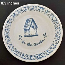 In The Garden Birdhouse Corelle Sponge Luncheon Plate Blue White  8.5 Inches - £25.09 GBP