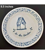 In The Garden Birdhouse Corelle Sponge Luncheon Plate Blue White  8.5 In... - $32.00