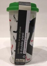 Ciroa Reuse Me Porcelain Travel Mug Green White Red Black Blue Cup Silic... - £22.15 GBP