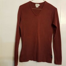 Calvin Klein Sweater size Medium VTG Designer Brown V Neck Cotton Knit T... - $24.74