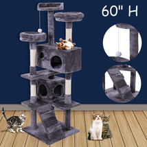 60&quot; Cat Tree Tower Condo Furniture Scratching Post Pet Kitty Play House Activity - £84.34 GBP