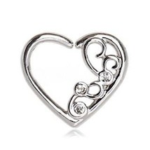 Jeweled Ornate Heart Annealed Cartilage Earring - £11.81 GBP