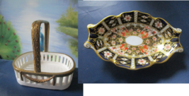 Royal Crown Derby Dish / E Nglish Basket Golden Handle PICK1 - £37.12 GBP