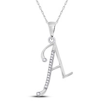 10kt White Gold Womens Round Diamond A Initial Letter Pendant 1/12 Cttw - £118.11 GBP