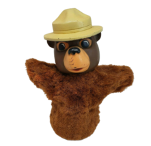 Vintage Ideal Toy Smokey The Bear Rubber Face Stuffed Animal Plush Hand Puppet - £44.70 GBP