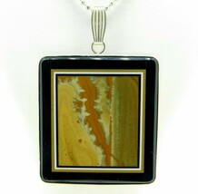 Kaufmann Intarsia Sterling Pendant with Genuine Natural Agate and Onyx (#J4371) - £332.42 GBP