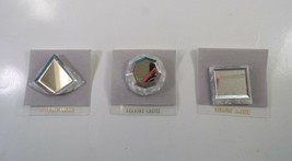 3 Near-Mint Genuine Lucite White Plastic Brooch Pins: Triangle, Circle, Square - £5.50 GBP