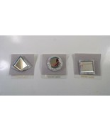 3 Near-Mint Genuine Lucite White Plastic Brooch Pins: Triangle, Circle, ... - £5.40 GBP