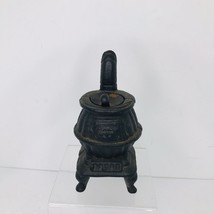 Vintage Miniature Black Cast Iron Pot Belly Stove Display Iron Art - $29.65