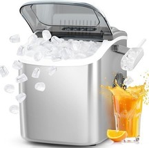 Portable Ice Maker with Handle, 26lbs/Day, Fast 6-Min Ice Cubes, Grey - $74.24