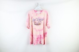 Vintage Streetwear Womens XL Spell Out Acid Wash Las Vegas T-Shirt Pink Cotton - £23.35 GBP