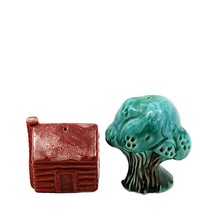 Cabin and Tree Salt and Pepper Shakers Red and Green - £11.19 GBP