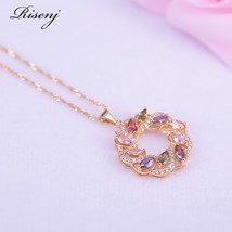 New Top Gold Color Flower &amp; Lucky Circle Jewelry Set Multicolor Cubic Zircon Pen - £27.16 GBP