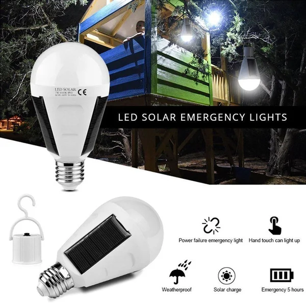 Rechargeable Led Bulb E27 LED Solar Lamp 7W 12W 85V-265V Outdoor Emergency Solar - £51.42 GBP