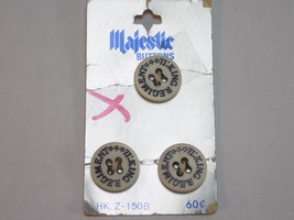 Vintage Buttons New Old Stock Majestic Japan 71: King Regiment 4 Hole 3/4&quot; 3 Pac - £6.24 GBP