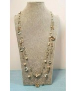 30&quot; Inch Silver Tone 2 Strand Necklace with Glass Beads - £11.37 GBP