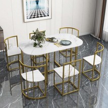 Modern 7-Piece Dining Set: 55&quot; Faux Marble Table - $7,202.26 MXN