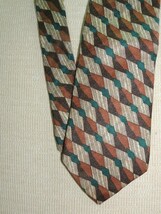 Ungaro Paris Italy Neck Tie/Necktie Silk brown green beige geometric 58&quot;... - $251.45 MXN