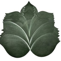 Set of 6 Fabric on Vinyl Leaf Shaped Diecut Green with White Placemats - £26.24 GBP
