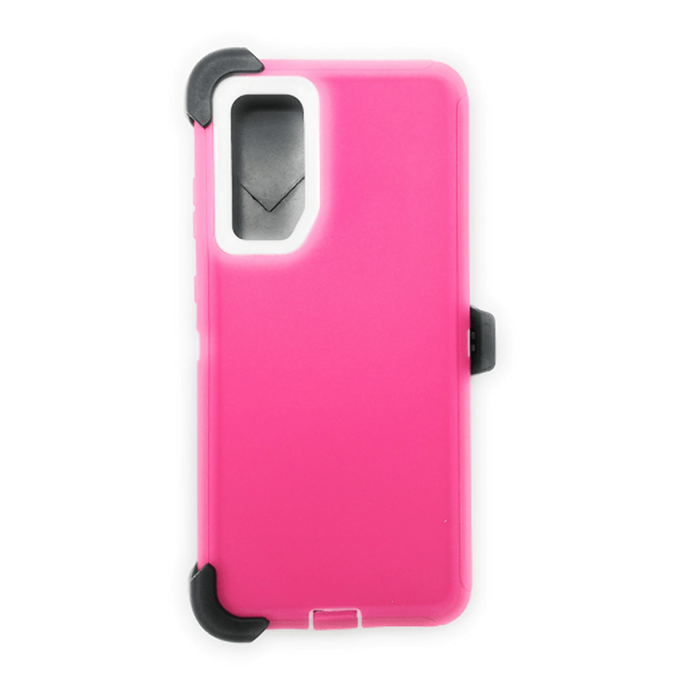 For Samsung S20 Ultra 6.9" Heavy Duty Case W/Clip Holster PINK/WHITE - $6.76