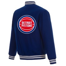 NBA Detroit Pistons JH Design Wool Reversible Jacket With  Patches Logo  - £141.63 GBP