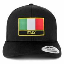 Trendy Apparel Shop Italy Flag Patch Retro Trucker Mesh Cap - Black - £19.97 GBP