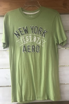 New York Aero Men's Medium Est. 87 embroidered T-Shirt Olive Green S/S rough cut - £11.76 GBP
