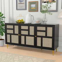 Rattan Sideboard Buffet Cabinet with 3 Doors - £151.40 GBP