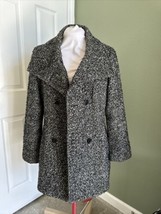Calvin Klein Women&#39;s Size Large Coat Jacket Wool Blend Long Tweed Lined Black - £23.81 GBP