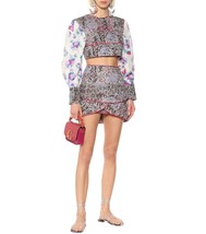 Isabel Marant Women Faxinal Floral Printed Quilted Crop Blouse Tunic Top M 38 - £254.86 GBP