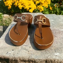 Aldo Women’s Brown And Gold Sandals Platform Flip Flops Wedges Designer - £23.96 GBP