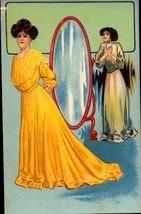 P. Schmidt &amp; Co Art Deco Advertising Series Woman Yellow Dress POSTCARD BK46 - £6.33 GBP