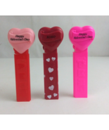 Lot of 3 Valentine&#39;s Day Heart Pez Dispensers Dark Red, Light Pink, Hot ... - $184.53 MXN