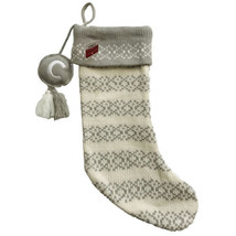 Wondershop Knit Fair Isle White Gray 19&quot; Christmas Stocking Monogram Initial C - £8.66 GBP