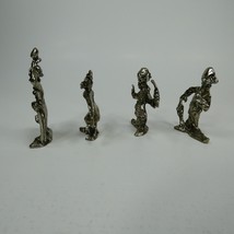 4 Pewter Metal  Circus Clown Mime Miniature  Figurine 2” KKHUH - $16.00