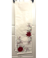 Chestnut Lane 90&quot; Long Poinsettias &amp; Holly Christmas Table Runner - $27.16 CAD